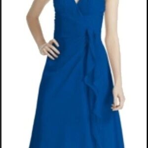 David's Bridal Royal Blue V-Neck A-Line Maxi Dress Size 12